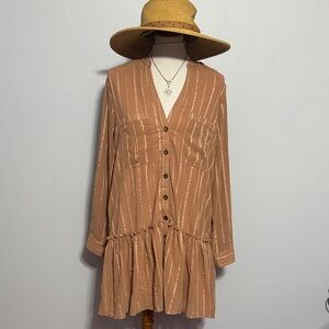 Listicle Brown Long Sleeve Dress